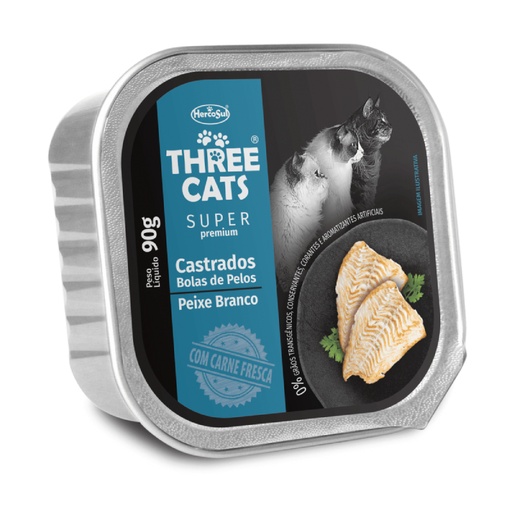 Three Cats Castrado Pate Sabor A Pescado Blanco - Alimento Humedo Para Gato 90G