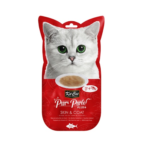 Kit Cat Purr Purée Plus Skin &amp; Coat - Snack Para Gato Sabor A Atún 15G