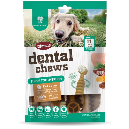 Natura Nourish Dental Chews Super Toothbrush Chicken - Snack Dental Dog 170G