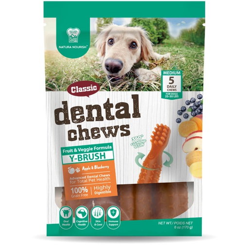 Natura Nourish Dental Chews Super Toothbrush Apple &amp; Blueberry - Snack Dental Dog 170G