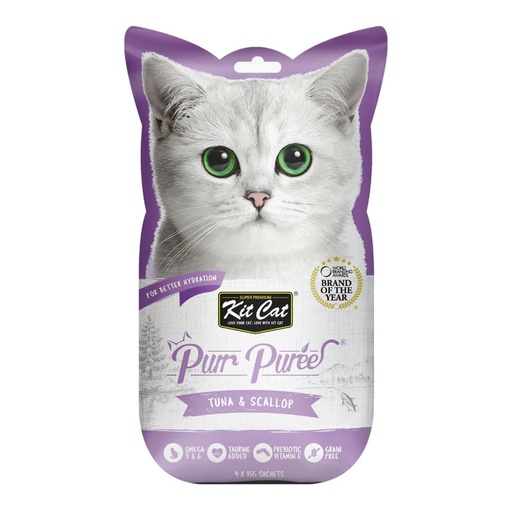 [989] Kit Cat Purr Purée Snack Para Gato Sabor Atun Y Ostiones 15G