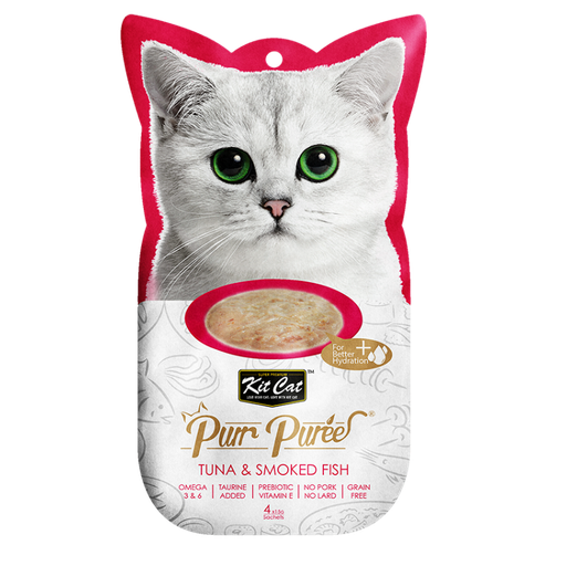 Kit Cat Purr Purée - Snack Para Gato Sabor Atun Y Pescado Ahumado