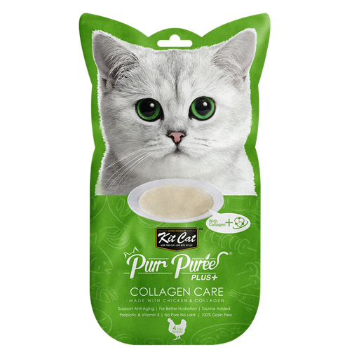 Kit Cat Purr Purée Plus Collagen Care - Snack Para Gatos Sabor Pollo
