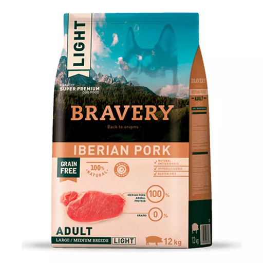 Bravery Adult Dog Large / Medium Breeds Iberian Pork Light 12Kg