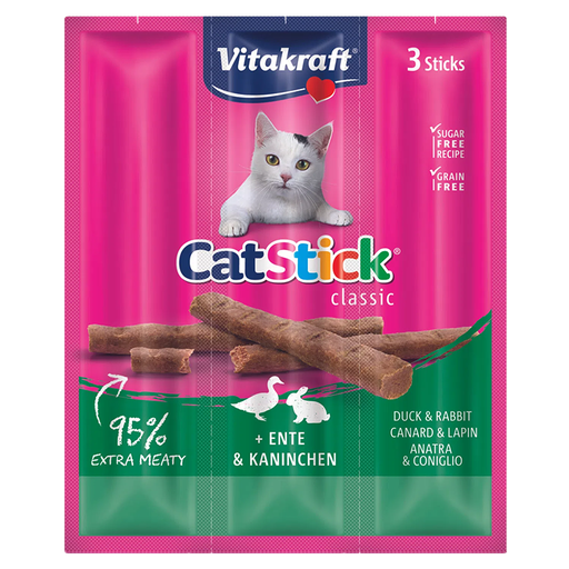 [1840] Vitakraft Catstick Classic - Snack En Palito Sabor Conejo Y Pato 18G