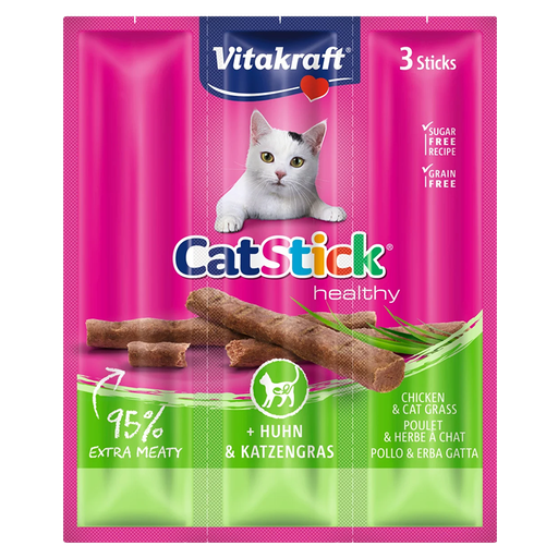 VITAKRAFT CATSTICK HEALTHY - SNACK EN PALITO SABOR POLLO Y HIERBA GATERA 18G