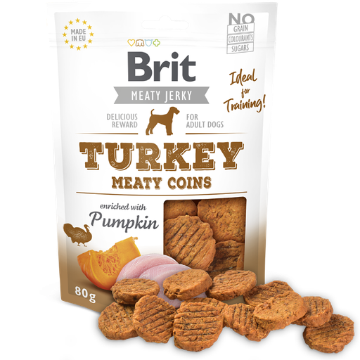 Brit Meaty Jerky Snack Coins Pavo Con Calabaza