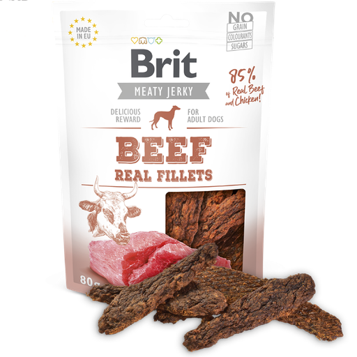 Brit Meaty Jerky Filetes De Ternera Y Pollo Snack Dog 80g