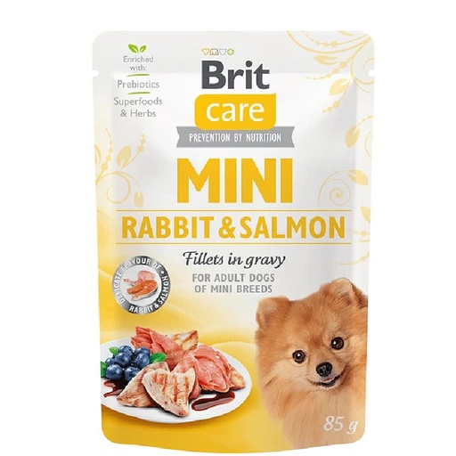 Brit Care Pouch Mini Rabbit &amp; Salmon Fillets 85gr