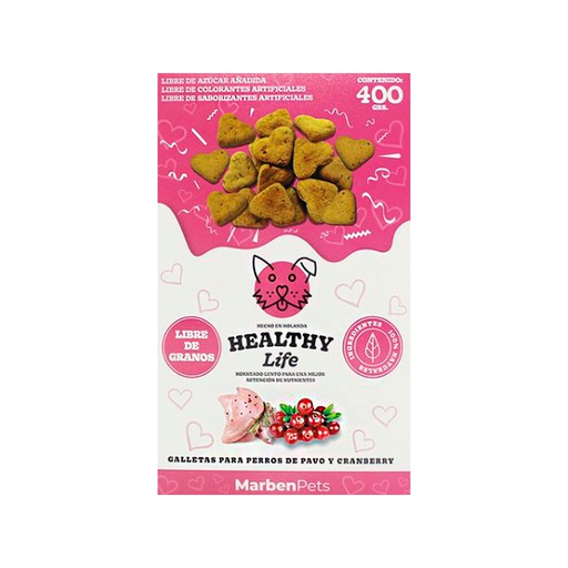 Healthy Life Galletas Libre de Granos Pavo y Arándanos Snack Dog 400grs