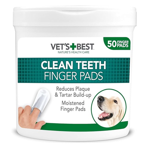 [1830] Vets Best Clean Teeth Finger Pads - Toallitas Limpieza de Dientes 50Unidades