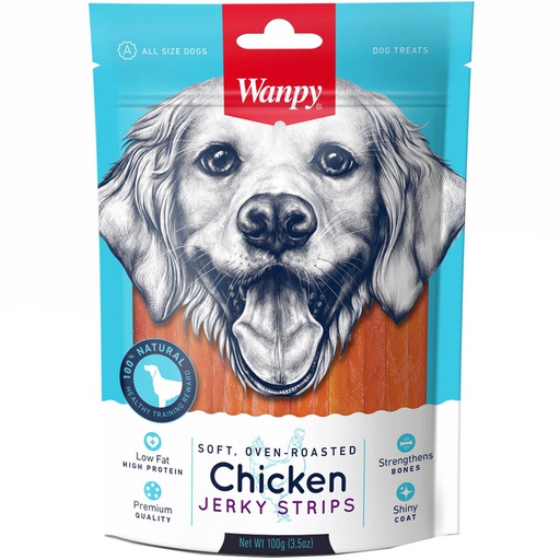 Wanpy Chicken Jerky Strips Snack Dog - Tiritas De Pollo 100G