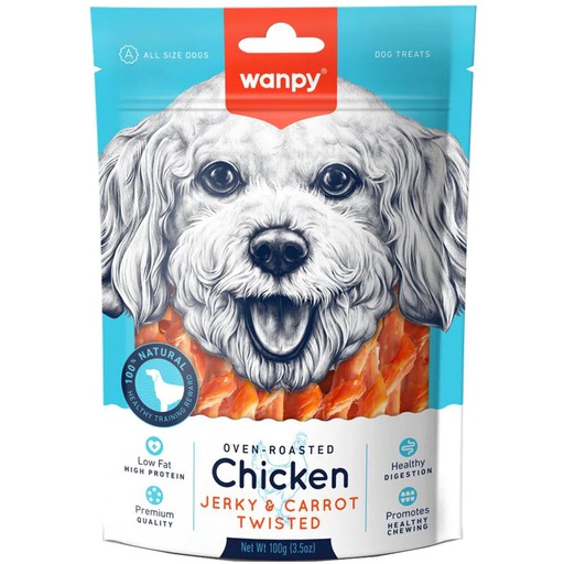 [1848] Wanpy Chicken Jerky &amp; Carrot Sticks Snack Dog - Tiritas de Pollo Y Zanahoria 100G