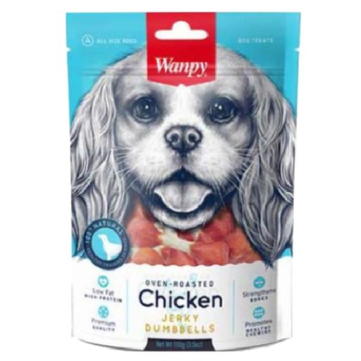 Wanpy Chicken Jerky Dumbbells Snack Dog - Pechuga de Pollo 100Grs