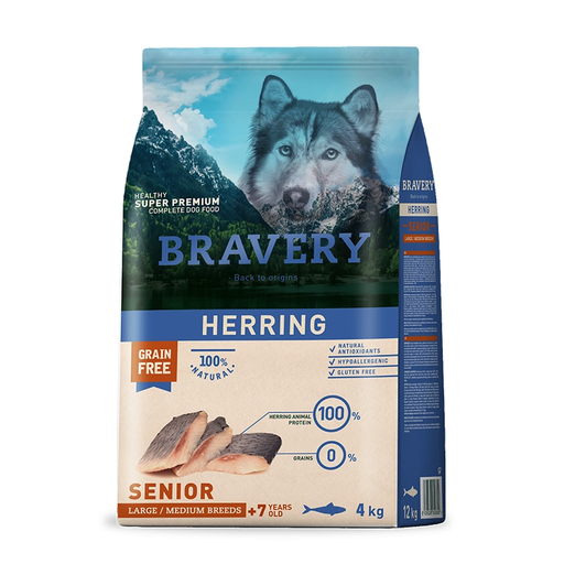 [204] Bravery Adult Dog Senior Large/Medium Herring 4 Kg