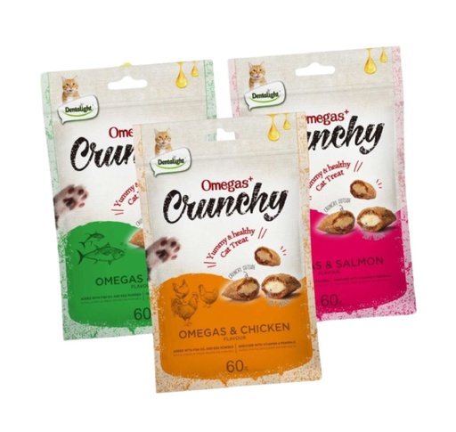 [1371] Pack Oferta 3 Snack Dentalight Omegas Crunchy Para Gatos 60G