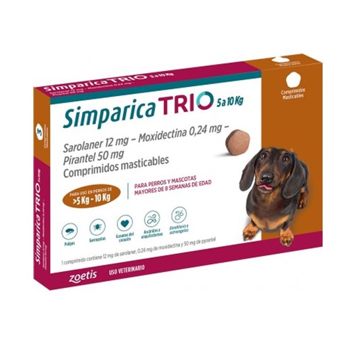 [1691] Simparica Para Perros Trio De 5 A 10Kg 3Comp.
