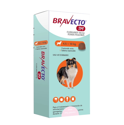 Antiparasitario Bravecto 1M De 4.5 A 10Kg Para Perros 1Comp.