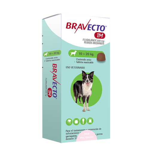 [69] Antiparasitario Bravecto 1M De 10 A 20Kg Para Perros 1Comp.