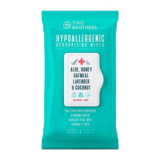 Two Brothers Hypoallegenic- Toallitas Hypoallergenicas Desodorizantes 40 Unid Oferta Especial